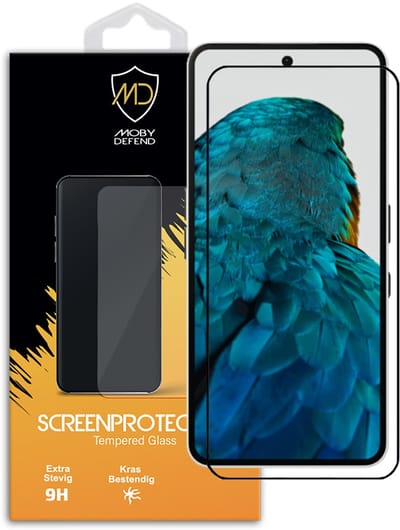 MobyDefend Screenprotector - Geschikt voor Nothing Phone (3a) - Screensaver Met Zwarte Randen - Gehard Glas