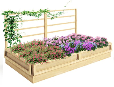 Killogood Verhoogde bak plantenbak kruidenbed - weerbestendig - 1 latwerk - 183 x 98.5 x 95 cm - naturel