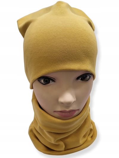 Dartomik - Hoofddoek - Katoenen Czapka + Komin - Dubbel Laag - Mustard