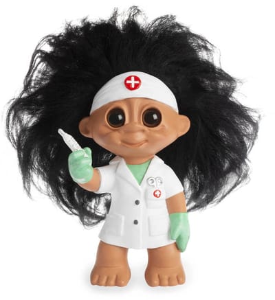 Spring Copenhagen Good Luck Trolls - Everyday Trolls “The Nurse" Polyresin Sheepskin H9xL5cm 114g (made in China) speelgoedfiguur kinderen