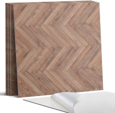 Coloray Wandpanelen Zelfklevend - Visgraatpatroon op de plank Zelfklevende Wandpanelen - 50 cm x 50 cm - Bruin Wandpaneel PVC - 4 stuks - Texturen Wandpanelen Zelfklevend - Wandpanelen Keuken - Wandpaneel Badkamer
