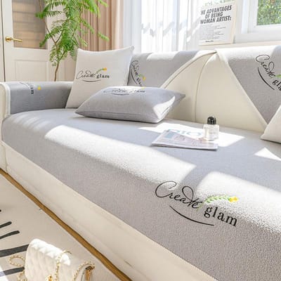Luxe Borduurwerk Sofa Handdoek Mode Effen Kleur Hoge Kwaliteit Chenille Sofahoes Anti-slip Hoes voor Woonkamer Witte Rand 70x70cm 1pcs
