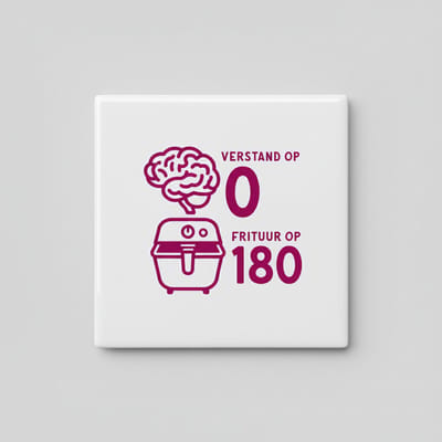 Grappige Keuken Quote Decoratie Tegel “Verstand Op 0 Frituur Op 180” – Humoristische Kook & Eten Wanddecoratie – 15 x 15 cm Keramische Tegel