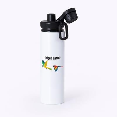 Hacebo® - 2 vliegende papegaaien waterfles met draaidop zwart - Papegaai - papegaai liefhebbers - met eigen naam - Papegaai spullen - Gepersonaliseerd - water fles - 850ML