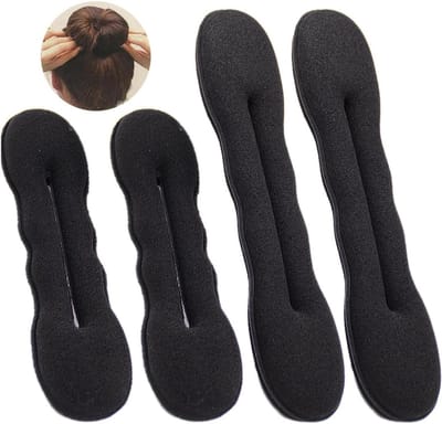 Haarknopen Set - Donut Vormers - Snel Kapsel Maken - Flexibele Legering Spons - 4 Stuks - Zwart