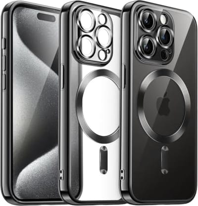 Zachte Doorzichtig Case voor iPhone 15 Pro Max 6,7-Inch, Camera Lens Volledige Bescherming, Compatibel met MagSafe Draadloos Opladen, Gegalvaniseerde TPU Hoesje Cover