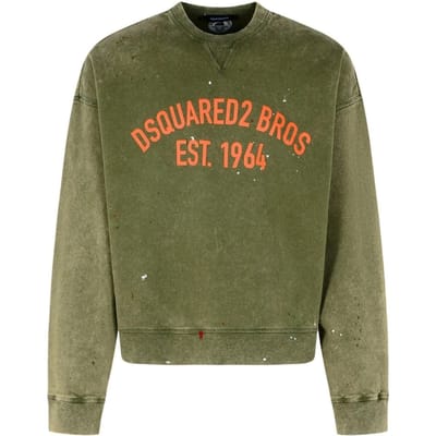 Dsquared2 Bros Est 1964 Design Cypro Fit Militair Groene Sweatshirt