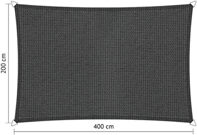 Shadow Comfort® Rechthoekige Schaduwdoek - UV Bestendig - Schaduwdoek rechthoek - Zonnedoek - 200 x 300 CM - Carbon Black