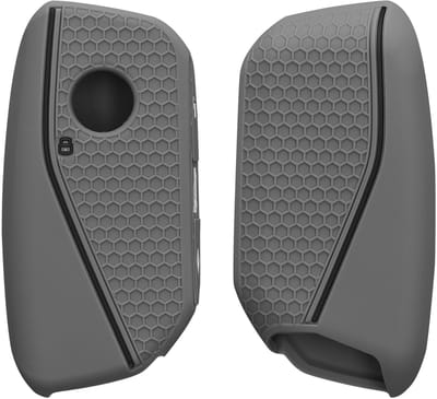 kwmobile autosleutel hoesje geschikt voor BMW 4-knops X7 X1 U11 iX ix1 7-serie G07 I7 autosleutel hoes - Siliconen autosleutel behuizing - Auto sleutel case met honingraat - Sleuteletui in grijs / zwart