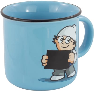 p:os 33825 - Mainzelmännchen mok met kleurveranderend effect in blauw, porseleinen kindermok, inhoud ca. 180 ml, voor warme en koude dranken
