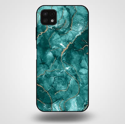 Smartphonica Telefoonhoesje voor Samsung Galaxy A22 5G met marmer opdruk - TPU backcover case marble design - Goud Groen geschikt voor Samsung Galaxy A22 5G