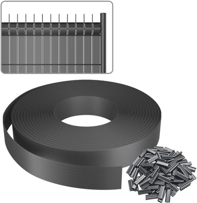 ACXIN PVC Schutting Afsluiting PVC Schutting Strips voor Hekwerk - Tuinscherm en Hekwerk Bekleding 100% Zichtdicht UV-bestendig Weerbestendig - 65 m x 4.7 cm - Grijs - 120 Clips
