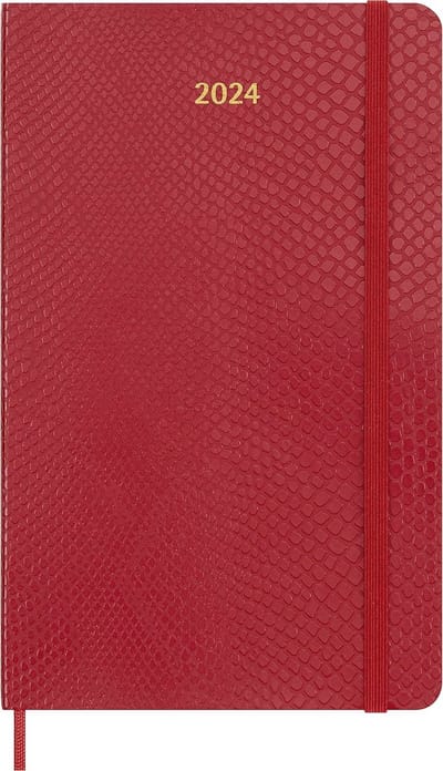 Wekagenda 12 maanden 2024 - Large 13x21 - Softcover - Rood - Elastische Sluiting