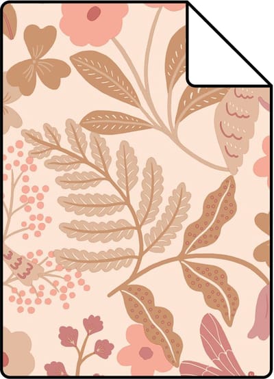 Proefstaal ESTAhome behang bloemen en vogels roze - 26.5 x 21 cm - 132230-S