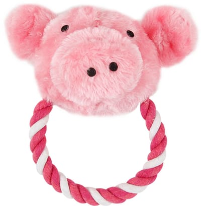 Nobleza Hondenknuffel Varken met Speeltouw - Piepend Hondenspeelgoed - Pluche - Roze