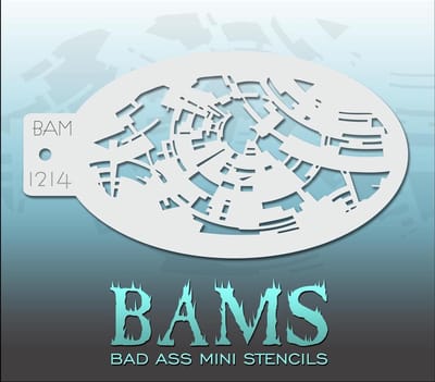 Bad Ass Stencil Nr. 1214 - BAM1214 - Schmink sjabloon - Bad Ass mini - Geschikt voor schmink en airbrush