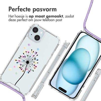 imoshion Hoesje - Geschikt voor Apple iPhone 15 - Design Hoesje met Koord - Sandstone Dandelion