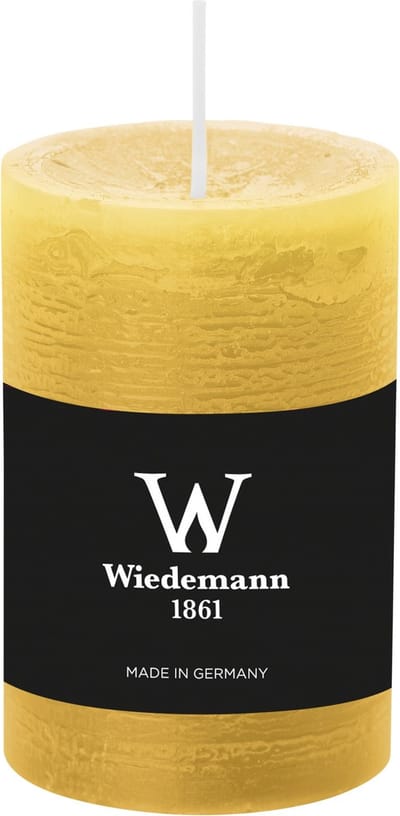 Wiedemann Cilinderkaars/stompkaars - rustieke kaars - okergeel - 6 x 9 cm - 30 branduren