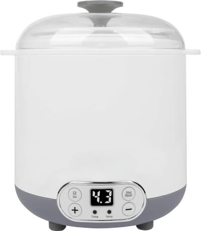 Aura® Yoghurtmaker - Yoghurtmakers - Yoghurtmachine - 9 x 170 ml - 25 tot 65 Graden - WitGrijs - 17cm x 20cm x 22cm