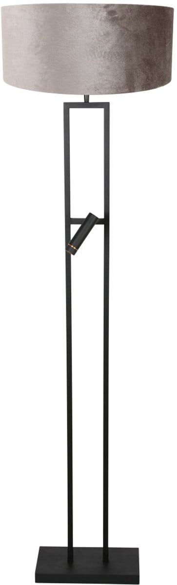 Vloerlamp Stang 4723ZW - Grijze velours kap, 158 cm hoog, draaibaar en kantelbaar, E27 fitting - Steinhauer