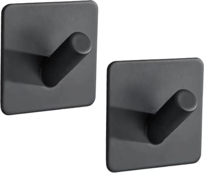 EAVY Handdoekhaakjes Zelfklevend Zwart - 2x Zelfklevende Haakjes - Handdoekhouder - Plakhaakjes - Wandhaak