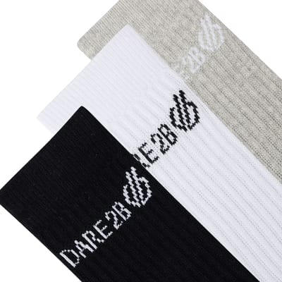 Dare 2B Unisex Volwassen Bemanningsleden Sokken (Pakket van 3) (Zwart/Wit/Grijs Marl)