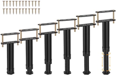 Dailygoods- Bedsteunpoot Verstelbaar 18-32 Cm - Bedpoten 6 Stuks - Hoogteverstelling - Meubelsteunpoot - Borgring - Schokbestendig - Bedpoot