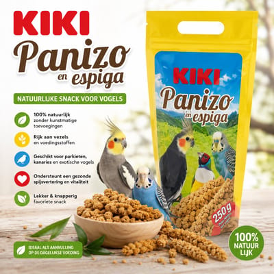 KIKI Trosgierst voor Vogels 250g – Panizo en Espiga – Natuurlijke Vogelsnack – Snack voor Parkieten Kanaries Agaporniden Valkparkieten en Exotische Vogels