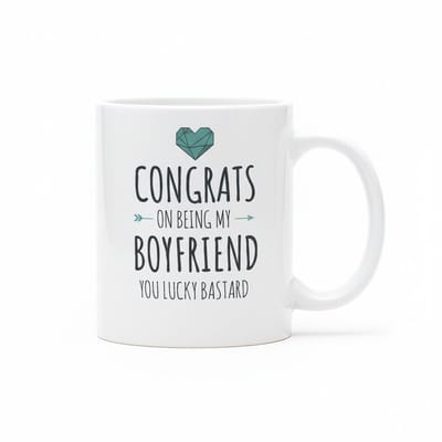 Congrats on Being My Boyfriend Grappige Quote Koffiemok 330 ml – Ondeugende Keramische Mok voor Koppels & Cadeau