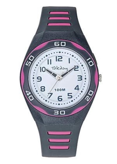 Tekday-horloge-Grijs/Paars-Achtergrondverlichting-34MM-10ATM-Silicone band.