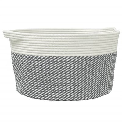 vidaXL - Opbergmand - Ø - 40x25 - cm - katoen - grijs - en - wit