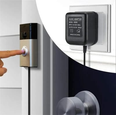 Dutchers® Video deurbel adapter 5M snoer - Eufy en Ring deurbel adapter - Voeding deurbel - Stroom adapter deurbel - Doorbel power adapter - 230v-18v - AC230V, 50Hz , 500mA - Universeel transformator - transformator voor deurbel