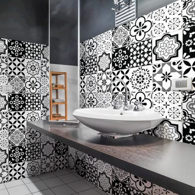Zelfklevende tegelmuurstickers voor keuken en badkamer - 9 Azulejos tegelstickers - Alexia - 9 stickers 10x10cm