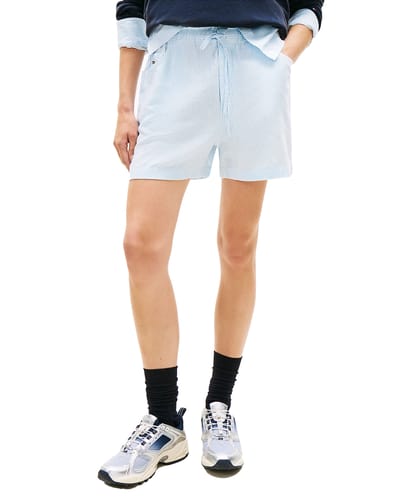 Tommy Jeans Broek Tjw Essential Linen Shorts Dw0dw22227 Light Powdrey Blue/ Stripe Dames Maat - XS