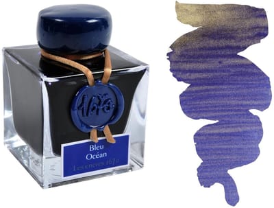 Jacques Herbin Vulpen inkt - Inkt 1670 - Bleu Ocean - 50 ml - Blauw - gouden glitters