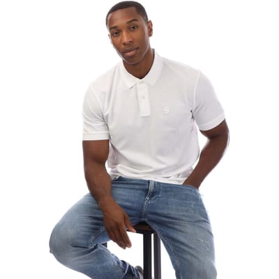 Boss Heren Geborduurd Logo Katoenen Poloshirt (Wit)