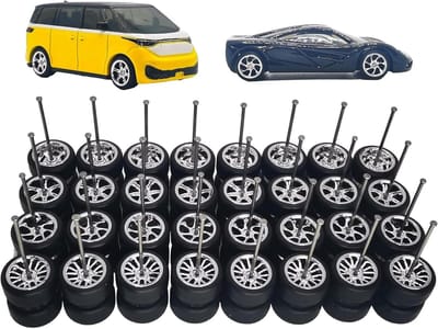 Modelauto Wielen - Miniatuur Banden - Terreinwagen Modellen - 16 Stuks Set - 11mm Diameter - Zilver