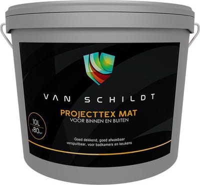 Van Schildt Projecttex plus Mat 4 Liter Lichte kleuren mail uw kleurnummer naar jose@vanschildt.nl