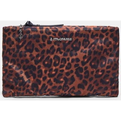 Stradivarius Platte toilettas met luipaardprint  Bruin OS
