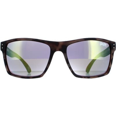 Superdry Kobe SDS 122 mat rubberen tortoise grijs geel flash mirror zonnebril