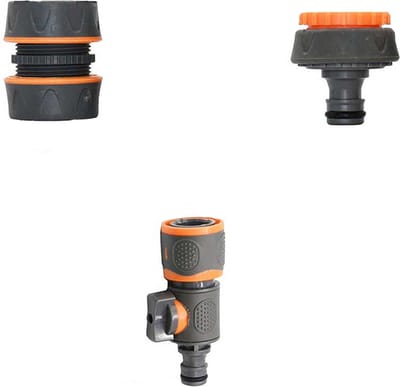 DW4Trading Tuinslang Koppeling Set met Kraanstuk 3/4"-1", Slangconnector 3/4" en Kraantje - Tuin Accessoires- Oranje