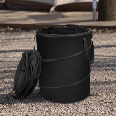 Prullenbak - Opvouwbare Camping Prullenbak – 37L - Voor Tuin, Picknick & Camping - 34x40cm - Zwart - Versie zonder deksel
