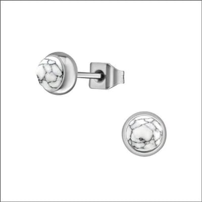 Aramat Jewels | Oorbellen | Stalen Oorbellen met Witte Howliet 5mm | | | | | | Kinderen, Volwassenen | Verkleurd niet