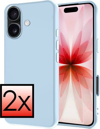 Hoesje - 2 Stuks - Geschikt voor Apple iPhone 17 - Sterk & Shockproof - Case Siliconen - Back Cover - Telefoon Hoes - Lichtblauw