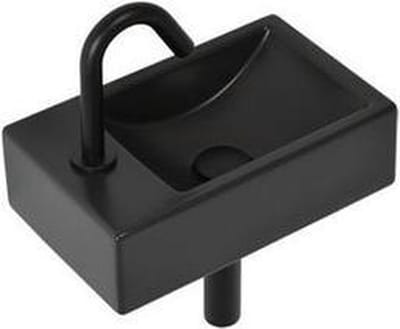 Plieger Houston & Lupo 2.0 Fonteinset – 37 x 23 x 11 cm – Complete set – Wasbak keramiek zwart – Toiletkraan zwart links