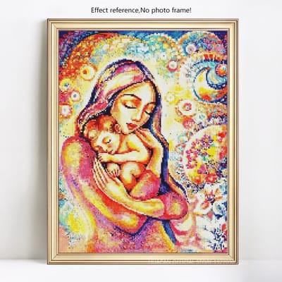 5D DIY diamant schilderij portret moeder en baby volledige ronde strass foto borduurwerk 20X30 beige