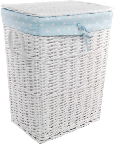 Wasmand Wilg Wit met Uitneembare Katoenen Voering - 32x24x46 cm