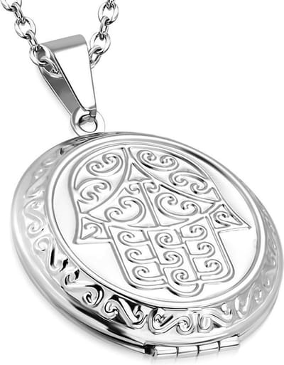 Amanto Ketting Bo - 316L Staal - Fatima - Medaillon - 32mm  - 50cm