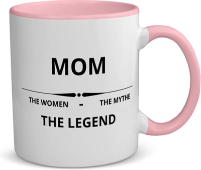 Akyol - mom the woman the mythe the legend koffiemok - theemok - roze - Mama - de legendarische moeder - moeder cadeautjes - moederdag - verjaardag - geschenk - kado - moeder artikelen - 350 ML inhoud