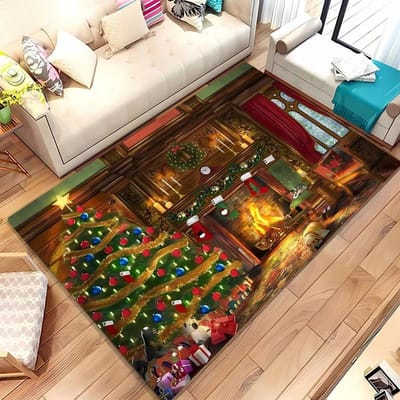 Warme Kerst Honden Vloerkleed, Kleed voor Woonkamer Slaapkamer Bank Keuken Deurmat Decor, Kinders Antislip Vloermat Nieuwjaarscadeau 40x60cm (16x24in)